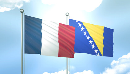 France and Bosnia Flag Together A Concept of Realations