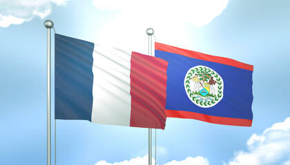 France and Belize Flag Together A Concept of Realations