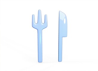 cartoon fork with knife on a white background 3d rendering