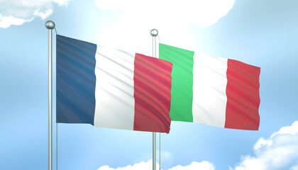 France and Italy Flag Together A Concept of Realations