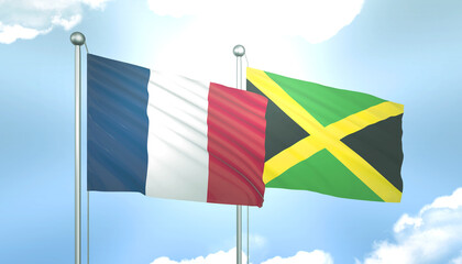 France and Jamaica Flag Together A Concept of Realations