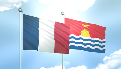 France and Kiribati Flag Together A Concept of Realations