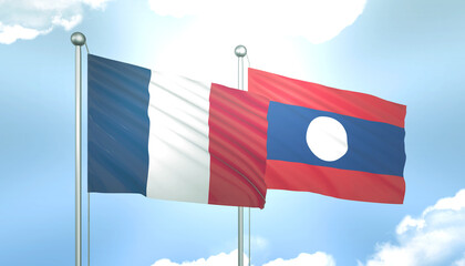 France and Laos Flag Together A Concept of Realations