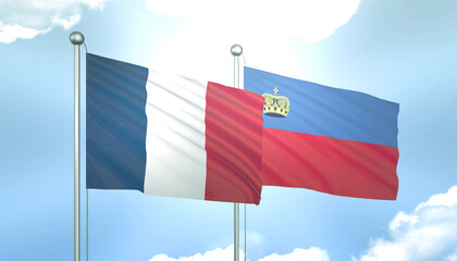 France and Liechtenstein Flag Together A Concept of Realations