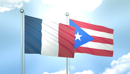 France and Puerto Rico Flag Together A Concept of Realations