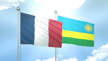 France and Rwanda Flag Together A Concept of Realations
