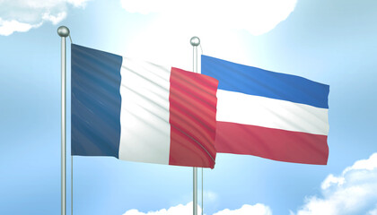 France and Serbia and Montenegro Flag Together A Concept of Realations
