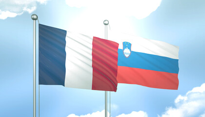 France and Slovenia Flag Together A Concept of Realations