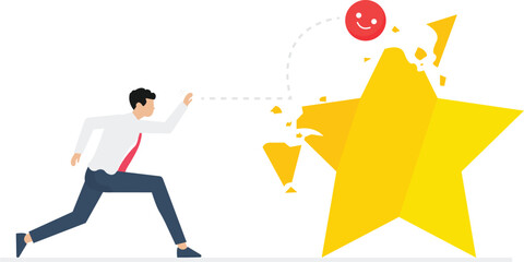 Negative feedback, bad review or one star customer feedback, terrible or poor quality user experience, low rating result or disappointment concept - obrazy, fototapety, plakaty