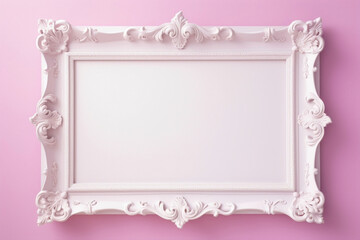 Behold the most perfect blank frame on a soft color wall, ready to inspire your unique artistic...