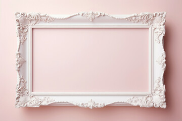 Behold the most perfect blank frame on a soft color wall, ready to inspire your unique artistic contributions.