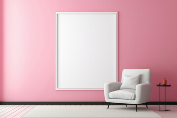 Behold the most perfect empty frame set against a soft color wall, a pristine space awaiting your...