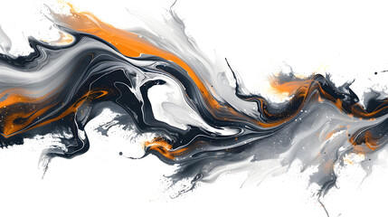 Abstract white, black and orange marble acrylic background