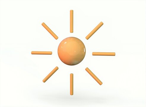 cartoon sun icon on white background 3d rendering.
