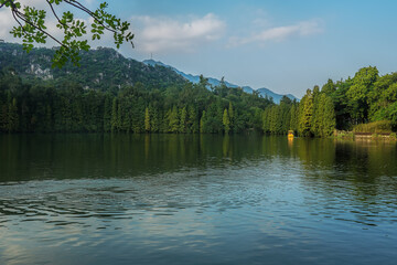 Zhaoqing City, Guangdong Province, China. The Seven Star Crags park (Qixingyan), Xinghu Scenic Area. Landscape view.