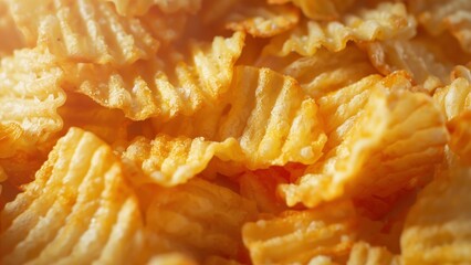 wavy potato chips close-up, texture, pattern or background