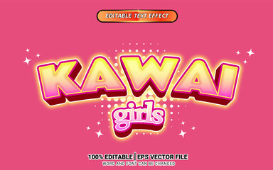 kawai comic cartoon text effect editable template design