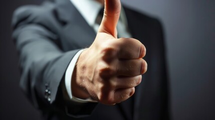 Businessman showing thumbs up - closeup shot