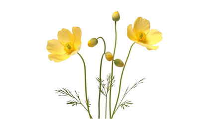 yellow flower stalk isolated on transparent background cutout - obrazy, fototapety, plakaty