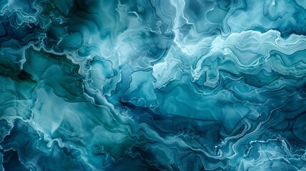 Alcohol ink background featuring deep blues and greens creating a marble texture reminiscent of ocean waves
