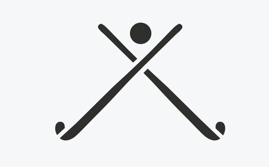 Crossed field hockey stick silhouettes. Grass, ground hockey logo, badge, banner, label element. Vector