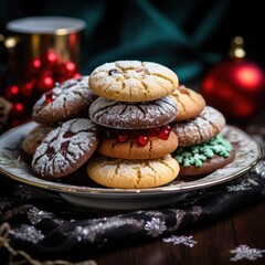 Delicious Christmas cookies arranged on a plate