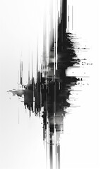 Black and white monochrome abstraction on white vertical background