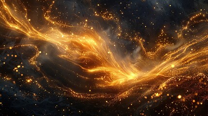 sand explosion with vibrant splashes of gold against a captivating dark background beautiful art of...
