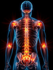 Illustration of back pain, highlighted in red on the spine area