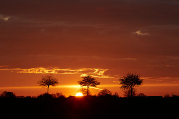 Sonnenaufgang im Sommer bei Erwitte-Horn, Langestrasse, Sommer 2023 