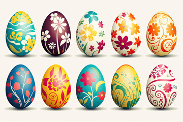 Colorful Easter Eggs Vector. 3D Render Set of Eggs on Isolated Background