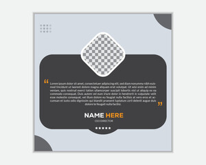 Modern and creative client testimonial social media post design. Customer service feedback review