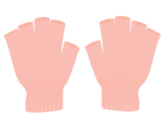 Pink  half finger gloves. vector illustration - obrazy, fototapety, plakaty