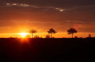 Sonnenaufgang im Sommer bei Erwitte-Horn, Langestrasse, Sommer 2023 