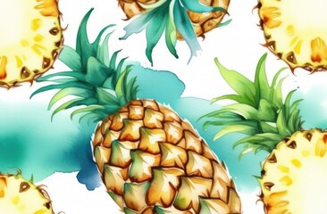 Pineapple painted in watercolor