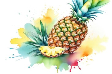 Pineapple painted in watercolor