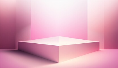 Generative AI, Beautiful gradient scene landscape with light pink color, horizontal wallpaper. Abstract studio room geometric background
