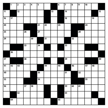 Square crossword puzzle vector  graphic. American-style crossword puzzle.15x15 Blank crossword grid.