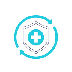 Health insurance renewal icon with shield