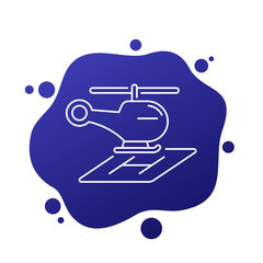 helipad and helicopter line icon