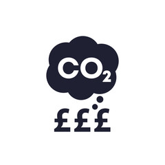 carbon emissions cost, co2 gas price in pounds icon