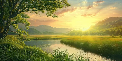 Crystal Clear River Through Forest