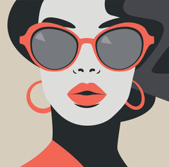 Beautiful woman in sunglasses in flat style