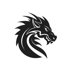 Dragon black icon on a white background in minimalism сreated with Generative Ai