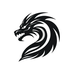 Fototapeta premium Dragon black icon on a white background in minimalism сreated with Generative Ai