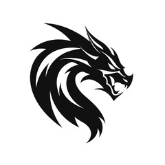 Dragon black icon on a white background in minimalism сreated with Generative Ai