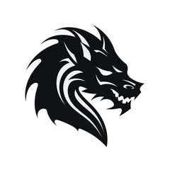 Obraz premium Dragon black icon on a white background in minimalism сreated with Generative Ai