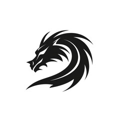 Dragon black icon on a white background in minimalism сreated with Generative Ai
