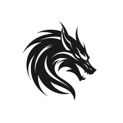 Naklejka premium Dragon black icon on a white background in minimalism сreated with Generative Ai