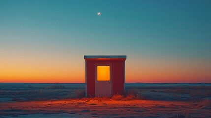 Small Red Building in Field